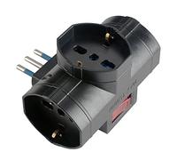 POLY POOL - PP2385.1X Adattatore Presa Multipla Multisize SalvaSpazio - Adattatore Spina Italiana 16A e Tripla Presa Schuko Pluristandard P40 10A-16A - Adattatore Multipresa con Interruttore Sicurezza