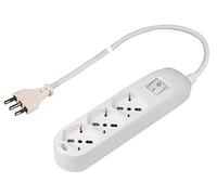 Poly Pool PP2502XL Presa Multipla Con 3 Prese P40 Pluristandard, Spina Grande 16A, 1.5 Metri Cavo e Interruttore, Bianco, 3500 W, Bianco