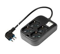 POLY POOL - PP2504.2XL Presa Multipla Quadrata con 4 Prese P40 Pluristandard - Ciabatta Multipresa con Spina Salvaspazio Grande 16A - Multipresa Elettrica cavo 1.5 m e Interruttore