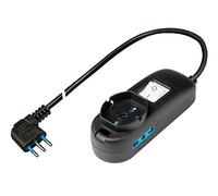 Poly Pool PP2505.2XL Multipresa con Cavo da 5 m - 2 Prese Bivalenti 10/16A 2P+T + 1 Presa Pluristandard 10 schuko - Spina Salvaspazio da 16A, 3500 W, Nero, 5 Metri