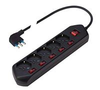 POLY POOL PP25092 Multipresa tavolo 5 uscite con interruttori Multiswitch Nero