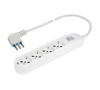 POLY POOL - PP2550 Ciabatta Multipresa Elettrica Sostenibile Plastica Riciclata 250V 4 Prese Bivalenti Pluristandard P40 - Spina Salvaspazio Grande 16A 2P+T - Multipresa Bianca Cavo 1,5m