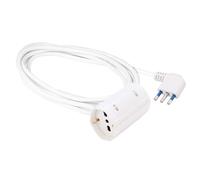 Poly Pool - PP2628 Prolunga Elettrica 3 Metri Cavo Estensibile - Spina Salvaspazio Grande 16A e 2 Prese P40 Pluristandard Schuko 10/16A Bianco