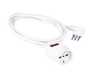 POLY POOL - PP2636 Prolunga Elettrica con Cavo Elettrico Bianco Estensibile 5 Metri - Spina 10A Salvaspazio e Presa Grande Schuko 10A/16A 2P+T Pluristandard - Prolunga con Interruttore di Sicurezza