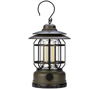 POLY POOL - PP3115 Lampada LED Ricaricabile da Esterno Design Retrò - Luce Campeggio Outdoor Multiuso 300lm Dimmerabile - Lampada Emergenza Portatile con Gancio per Tenda - Lampada LED Made in Italy