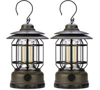 POLY POOL - PP3115 Lampada LED Ricaricabile da Esterno Design Retrò - Luce Campeggio Outdoor Multiuso 300lm Dimmerabile - Lampada Emergenza Portatile con Gancio per Tenda - Lampada LED Made in Italy