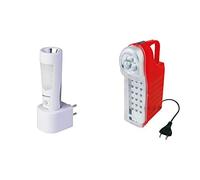 Poly Pool PP3301 GENIALUX Lampada Ricaricabile 14 + 6 LED Portatile Luce Di Emergenza Luce Notturna Con Rilevatore Presenza & PP0765 Lampada di Emergenza Portatile Ricaricabile 21 LED con 1m Cavo