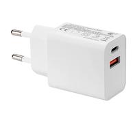 POLY POOL - PP4829 Caricatore Cellulare 2 Porte USB A+C - Alimentatore USB 2A, 2.22A, 3A, 1.5A, 1.67A - USB Charger Carica Veloce - Caricatore Smartphone Bianco - Alimentatore USB C 20W / A 20W