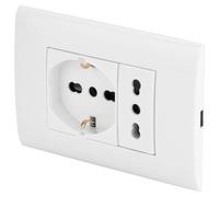 POLY POOL - PP6094X Placca Evolution Scatola 3 Moduli con Frutto Bianco 2 PRESE