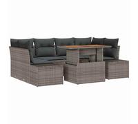 Poly Rattan Grigio Design Moderno Terrazza Giardino Set 7 Pezzi Angolare | Set Divano da Giardino 7 pcs Grigio Poly Rattan Salotto Outdoor Lounge Pezzi Terrazza Moderno Completo