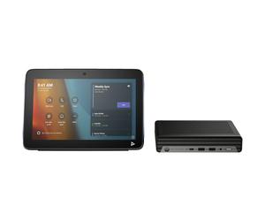 POLY Studio Base Kit G9 Plus Kit di base con tablet touch e mini-PC HP per la creazione di stanze Microsoft Teams pronte all'uso.