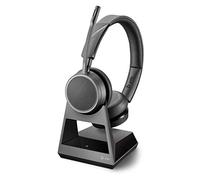 Poly Voyager 4220 Office, Cuffie stereo Bluetooth con connettore USB-A sulla base, SoundGuard, braccio microfono, silenziatore dinamico, Skype for Business, colore nero, taglia unica