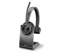 Poly Voyager 4310 UC, Cuffia Monoaurale Senza Filo, Connessione Bluetooth e Dongle USB-C BT700, Cuscinetto in Similpelle, Autonomia 24 Ore, Base per Ricarica, Compatibile con Windows 10 e macOS, Nero