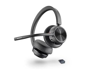 Poly Voyager 4320 UC, Cuffia Senza Filo, Connessione Bluetooth 5.1 e Dongle USB-C BT700, Cancellazione del Rumore, Cuscinetti in Similpelle, Autonomia 24 Ore, Compatibile con Windows 10 e macOS, Nero