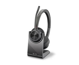 Poly Voyager 4320 USB-A + Supporto di ricarica Auricolari stereo flessibili e senza fili per un'immersione audio totale durante le riunioni a distanza