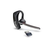 Poly Voyager 5200, Auricolare Senza Filo, Connessione Bluetooth 5.0 e USB-A, Comandi sul Dispositivo, Imbottitura in Similpelle, Autonomia 7 Ore, Base di Ricarica, Compatibile con Windows e mac, Nero