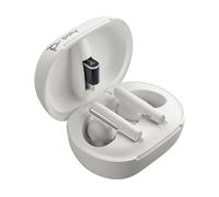 POLY Voyager Free 60+ UC M White Sand Earbuds +BT700 USB-C Adapter +Touchscreen Charge Case Customer Auricolari Wireless, Bianco