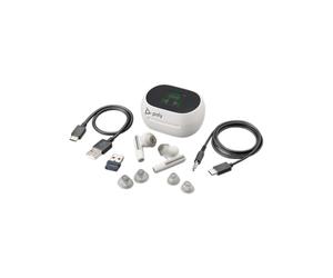 Poly Voyager Free 60+ UC USB-A white + Custodia Touch Nuove cuffie wireless professionali appositamente progettate per i lavoratori ibridi.