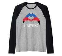 Polyamory Flag L'Amore Vince Il Cuore Poliamoroso Maglia con Maniche Raglan