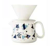Polydremio Macchina da caffè versare, gocciolatore in ceramica con 100 filtri di carta misura 02, server da caffè in ceramica con coperchio, 450 ml, adatto per 1-2 persone (bianco A)