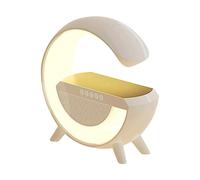 POLYES Caricatore Wireless 3 in 1 con Luce Notturna e Orologio | 2023 Nuova Lampada LED Intelligente con Altoparlante | Lampada d'atmosfera da Comodino con 7 modalità di Illuminazione, Lampada Tavolo