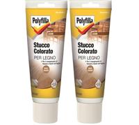 POLYFILLA STUCCO COLORATO PER LEGNO, Ripara e Riempitivo per legno Interno ed Esterno, in Pasta Colore NOCE CHIARO 230 ML (Confezione da 2)