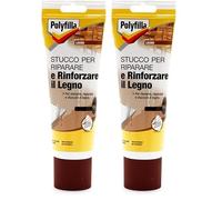 POLYFILLA STUCCO PER LEGNO, Ripara e rinforza il legno, Riempitivo per Interno ed Esterno, in Pasta GRIGIO CHIARO 330 GR (Confezione da 2)