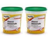 POLYFILLA STUCCO UNIVERSALE per muro Interno ed Esterno, Pronto Uso, per riempire calcestruzzo intonaco cemento, in PASTA, BIANCO 1KG (Confezione da 2)