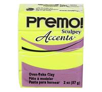 Polyform Premo Sculpey - Argilla polimerica 56,7 g, colore giallo fluorescente, acrilico, multicolore, 0,65 x 1,67 x 2,15 cm