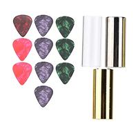 PolyGen 3Pcs Guitar Slide Bar Glass Metal Cylindrical Slider Celluloid Picks Playing Accessories