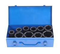 PolyGen CR MO Steel Socket Set, 1in Drive 10 Piece Deep Heavy Duty Sockets with 6 Point Hex Design for Nut and Bolt Removal in Auto Repair