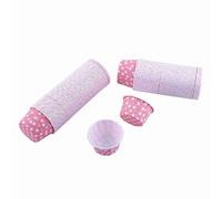 PolyGen Disposable Baking Liners with Stand Alone Construction, Standard Size Party Cupcake Supplies for Holiday, Graduation, and Celebration Desserts (pink polka dots)