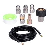 PolyGen Kit Idropulitrice per Fognatura 10 Metri 4000 PSI con Adattatore in Ottone M22-14 e Connettore da 1/4", Tubo per la Pulizia dello Scarico per la Manutenzione del Drenaggio