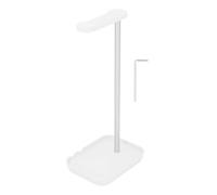 PolyGen Non Slip Headset Stand with Integrated Phone Holder Base for Gaming Setups & Workstations, Fits All Headphone Sizes, Aluminum Alloy & ABS Desk Hanger (White)