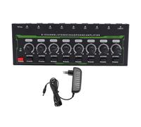 PolyGen Stereo Headphone Distributor and 8 Channel Headphone Amp with Durable Metal Casing, 6.35mm Stereo Input and Individual Volume Control for Studio Monitoring