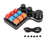 PolyGen Tastiera meccanica macro memoria integrata, tastiera programmabile a 9 tasti con 3 manopole personalizzabili, tipo C cablata per editing video/progettazione grafica