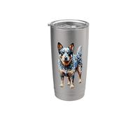 Polygon Art Australian Cattle Dog Bicchiere termico in acciaio inox doppia parete