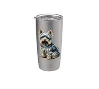 Polygon Art Australian Silky Terrier Sydney Silky Bicchiere termico in acciaio inox doppia parete
