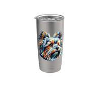 Polygon Art Australian Silky Terrier Sydney Silky Bicchiere termico in acciaio inox doppia parete