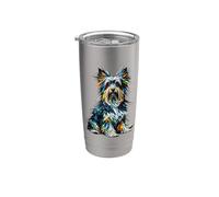 Polygon Art Australian Silky Terrier Sydney Silky Bicchiere termico in acciaio inox doppia parete
