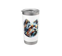 Polygon Art Australian Silky Terrier Sydney Silky Bicchiere termico in acciaio inox doppia parete