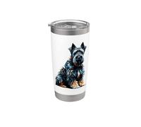 Polygon Art Black Russian Terrier Chornyi Terrier Bicchiere termico in acciaio inox doppia parete