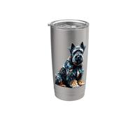 Polygon Art Black Russian Terrier Chornyi Terrier Bicchiere termico in acciaio inox doppia parete