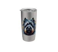Polygon Art Black Russian Terrier Chornyi Terrier Bicchiere termico in acciaio inox doppia parete