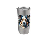 Polygon Art Border Collie Border Collies Bicchiere termico in acciaio inox doppia parete
