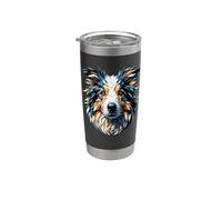 Polygon Art Border Collie Border Collies Bicchiere termico in acciaio inox doppia parete