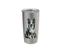 Polygon Art Border Collie Border Collies Bicchiere termico in acciaio inox doppia parete