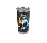 Polygon Art British Longhair Cat Highland Straight Bicchiere termico in acciaio inox doppia parete