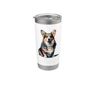 Polygon Art Cardigan Welsh Corgi Bicchiere termico in acciaio inox doppia parete