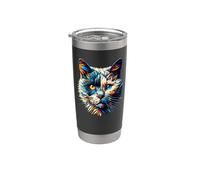 Polygon Art Chartreux Carthusian Cat Bicchiere termico in acciaio inox doppia parete